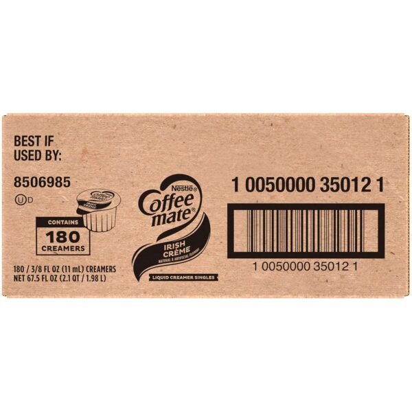 Nestle Coffee mate Coffee Creamer, Irish Creme, Concentrated Liquid Creamer Singles, Non Dairy, No Refrigeration, 0.375 fl oz Tubs (Pack of 180) - Image 8