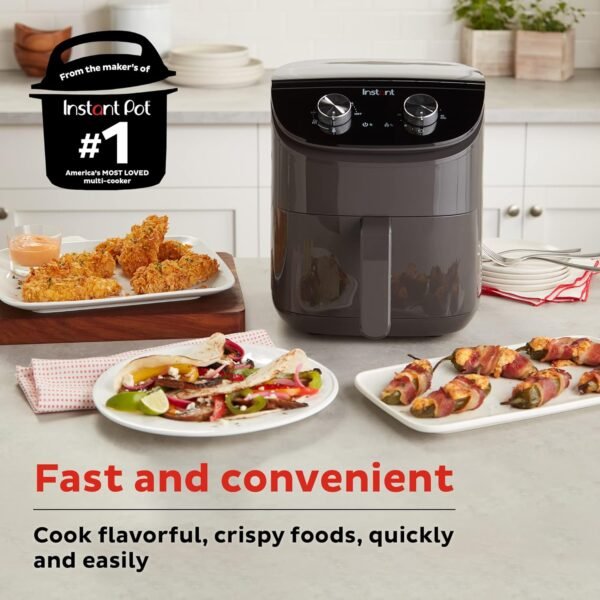 Instant Pot Essentials 4QT Air Fryer with EvenCrisp Technology that Crisps and Reheats, Easily Adjust Time & Temperature For Quick Meals, 100+ In-App Recipes, from the Makers of Instant Pot, Black - Image 8