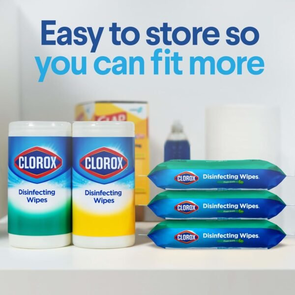 Clorox Disinfecting Wipes, Bleach Free, Household Essentials, Fresh Scent, Moisture Seal Lid, 75 Cleaning Wipes, Pack of 3 (New Packaging) - Image 5