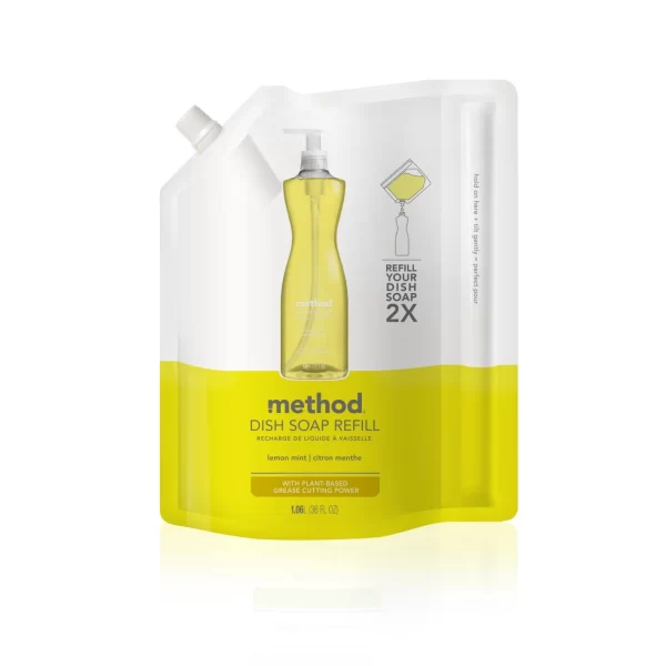 Method Gel Dish Soap Refill, Lemon Mint, 36 Ounces, 2 pack, Packaging May Vary