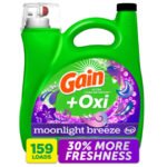 Gain + Oxi Liquid Laundry Detergent, Moonlight Breeze, 159 Loads, 170 fl. oz.