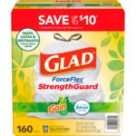 Glad ForceFlex 13-Gallon Kitchen Trash Bags, Gain Original Scent + Febreze, 160 ct.