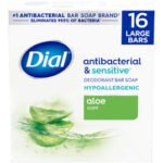 Dial Antibacterial Bar Soap, Aloe Scent, 4 oz., 16 ct.
