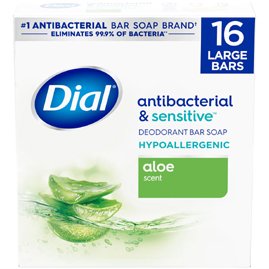 Dial Antibacterial Bar Soap, Aloe Scent, 4 oz., 16 ct.