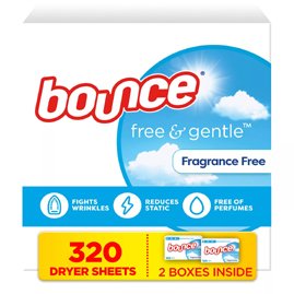 Bounce Free & Gentle Dryer Sheets, Unscented, 320 ct.