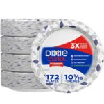 Dixie Ultra, Large Paper Plates, 10 Inch, 172 Count, 3X Stronger, Heavy Duty, Microwave-Safe, Soak-Proof, Cut Resistant, Disposable Plates For Heavy, Messy Meals