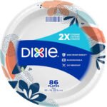 Dixie Large Paper Plates, 10 Inch, 86 Count, 2X Stronger*, Microwave-Safe, Soak-Proof, Cut Resistant, Disposable Plates For Everyday Breakfast, Lunch, & Dinner Meals