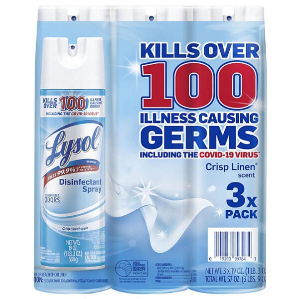 Lysol Disinfectant Spray, Crisp Linen 19 oz., 3 pk. - Image 3
