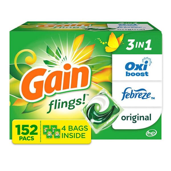 Gain Flings! 3 in 1 Laundry Detergent Pacs, Original Scents, 152 ct. - Image 10