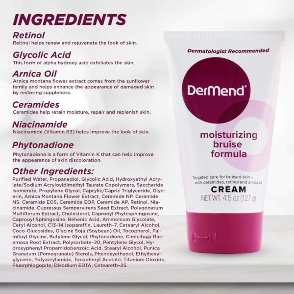 Dermend Arnica Bruise Cream with Vitamin K - Moisturizer for Bruising on Arms, Legs & Hands - 4.5 Oz - Image 6